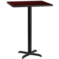 Flash Furniture XU-MAHTB-2424-T2222B-GG 24" Square Mahogany Laminate Table Top with 22" Bar Height Table Base